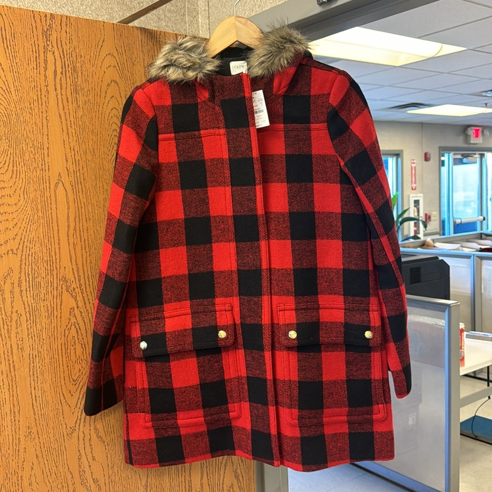 J. Crew Vail Parka Coat in Buffalo check. Brand New with tags!